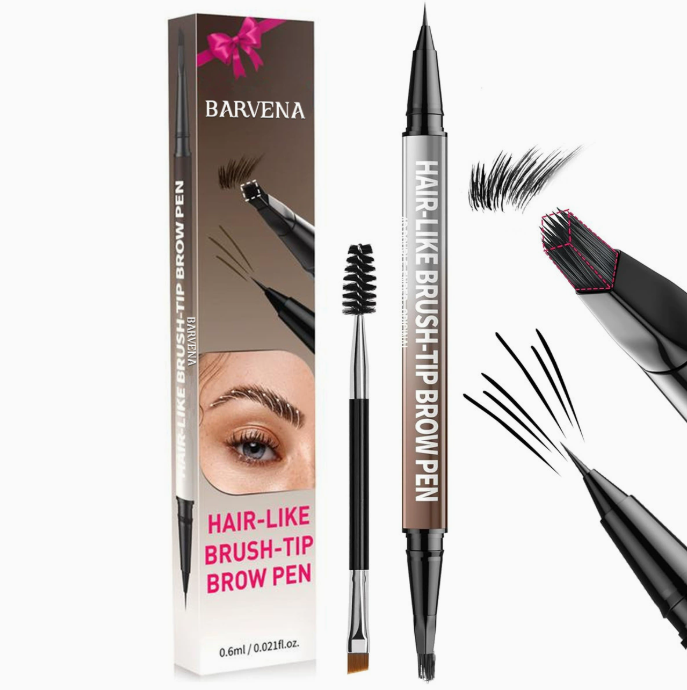 BARVENA Natural Wild Brow Pencil–Waterproof Dual-Ended Eyebrow Pencil, Smudge-Proof & Sweat-Proof