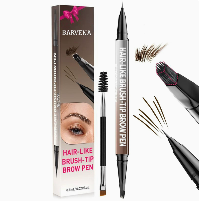 BARVENA Natural Wild Brow Pencil–Waterproof Dual-Ended Eyebrow Pencil, Smudge-Proof & Sweat-Proof