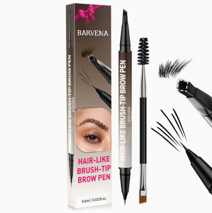 BARVENA Natural Wild Brow Pencil–Waterproof Dual-Ended Eyebrow Pencil, Smudge-Proof & Sweat-Proof